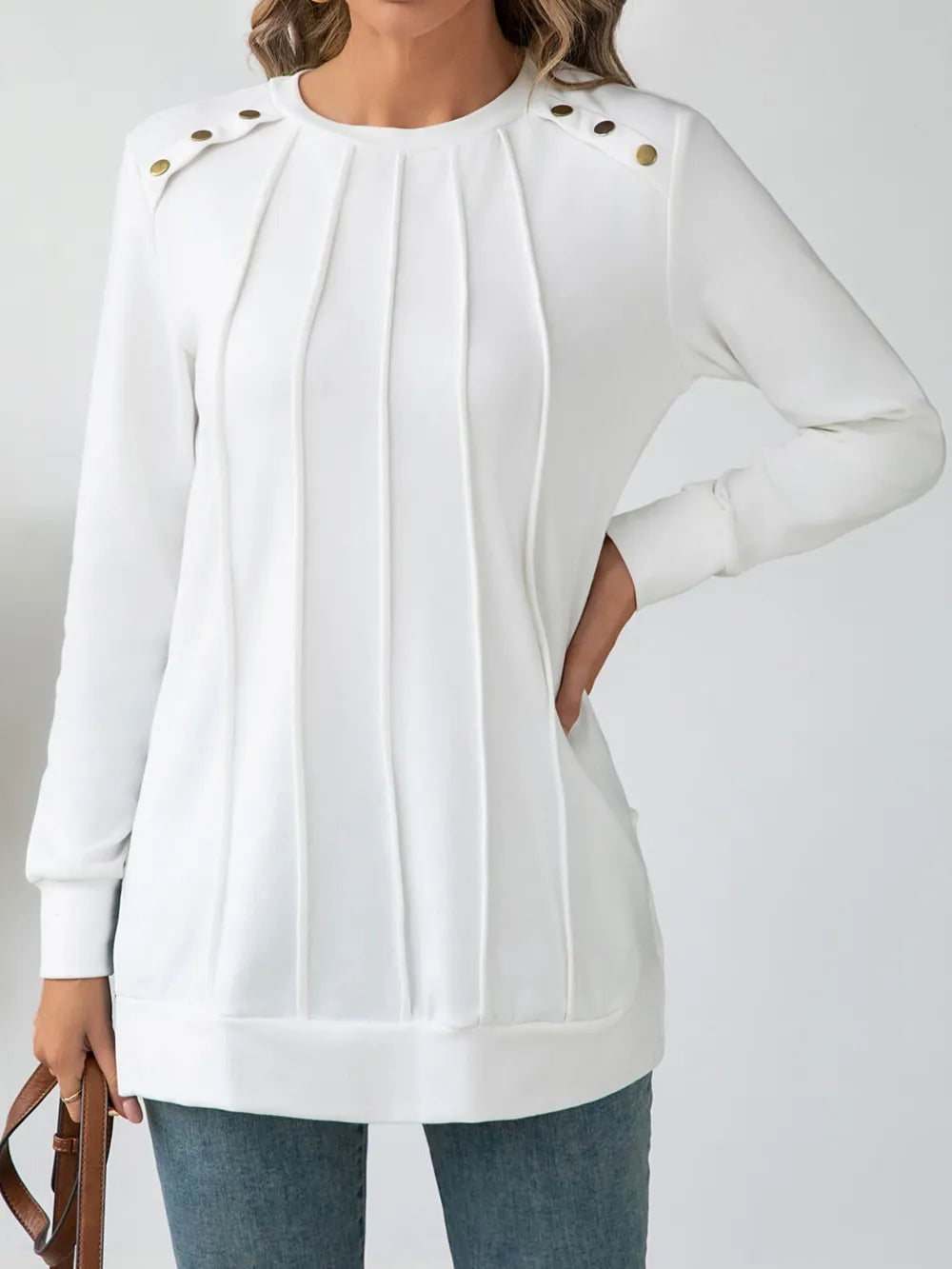 Chemisier blanc long rond blouse for women -1