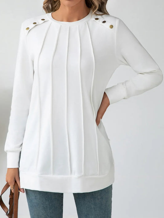 Chemisier blanc long rond blouse for women -1