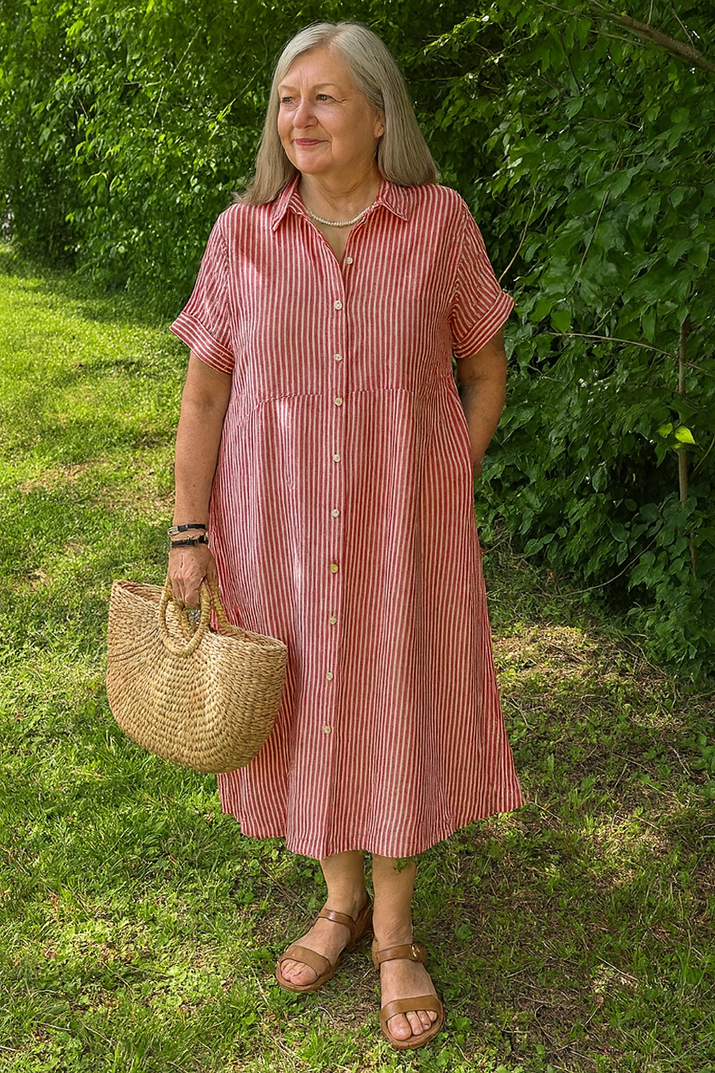 Relaxed striped dress for women -3