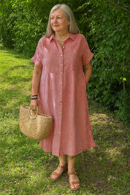 Relaxed striped dress for women -3