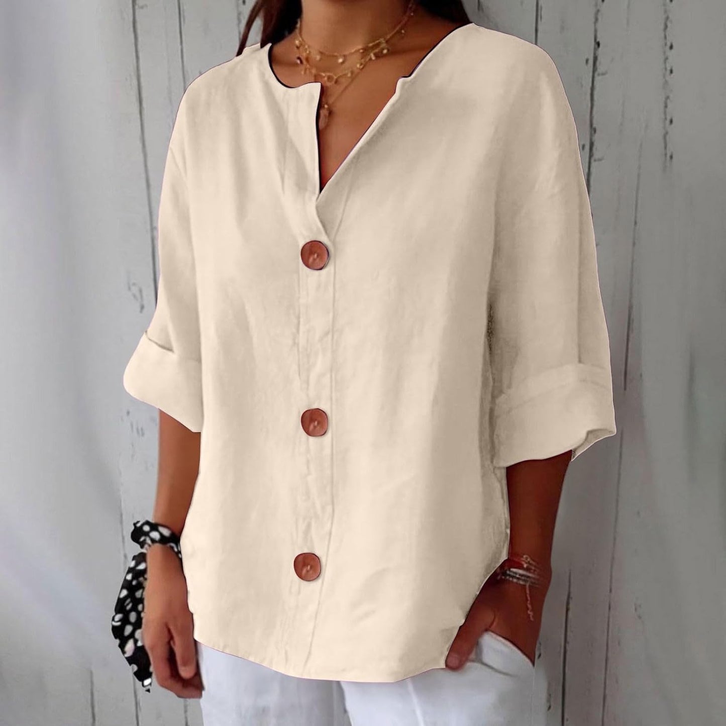 Classic everyday blouse with relaxed fit for women | Elara