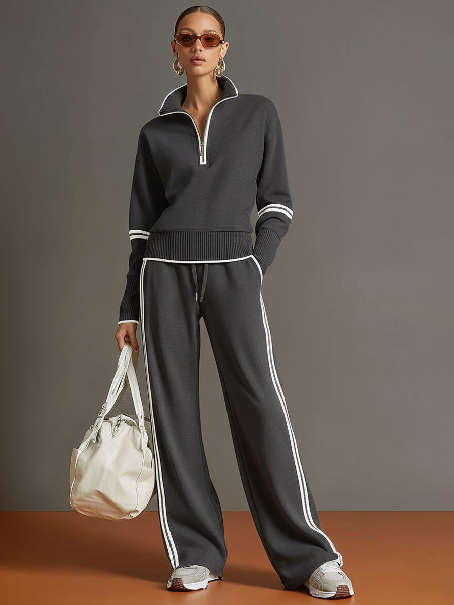 Sport-luxe half-zip co-ord set for women | Zerina -6