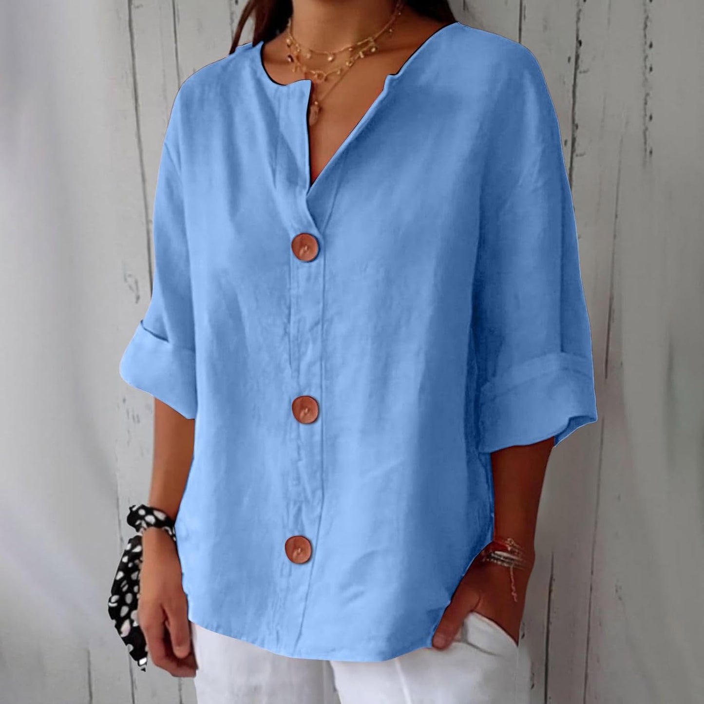 Classic everyday blouse with relaxed fit for women | Elara