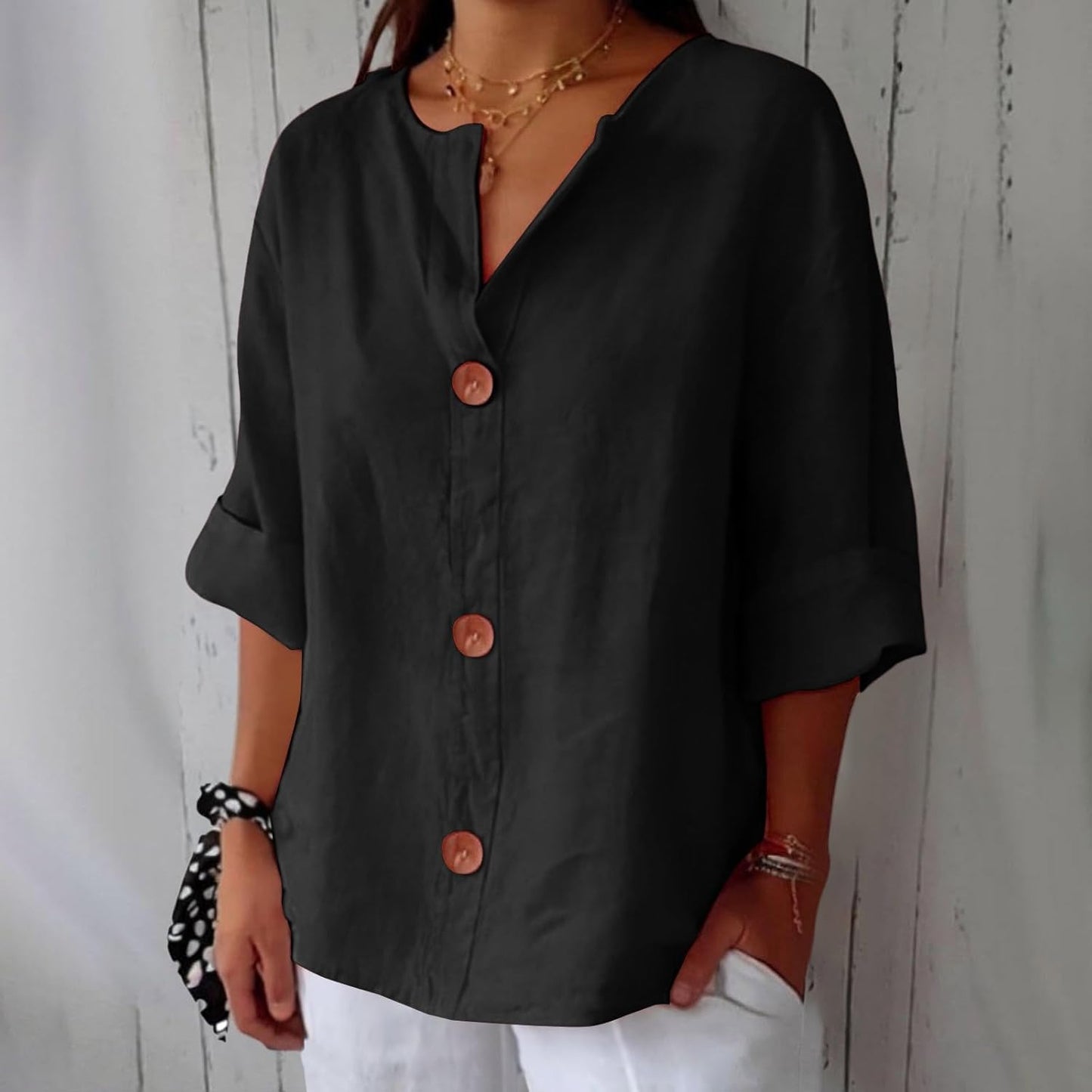 Classic everyday blouse with relaxed fit for women | Elara