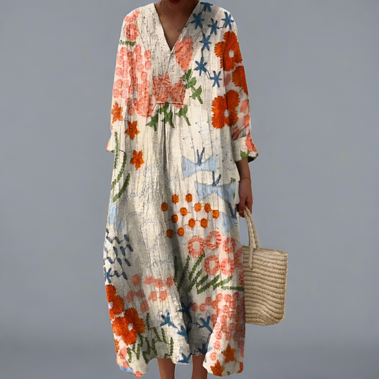 Talia botanical print midi dress for women -1