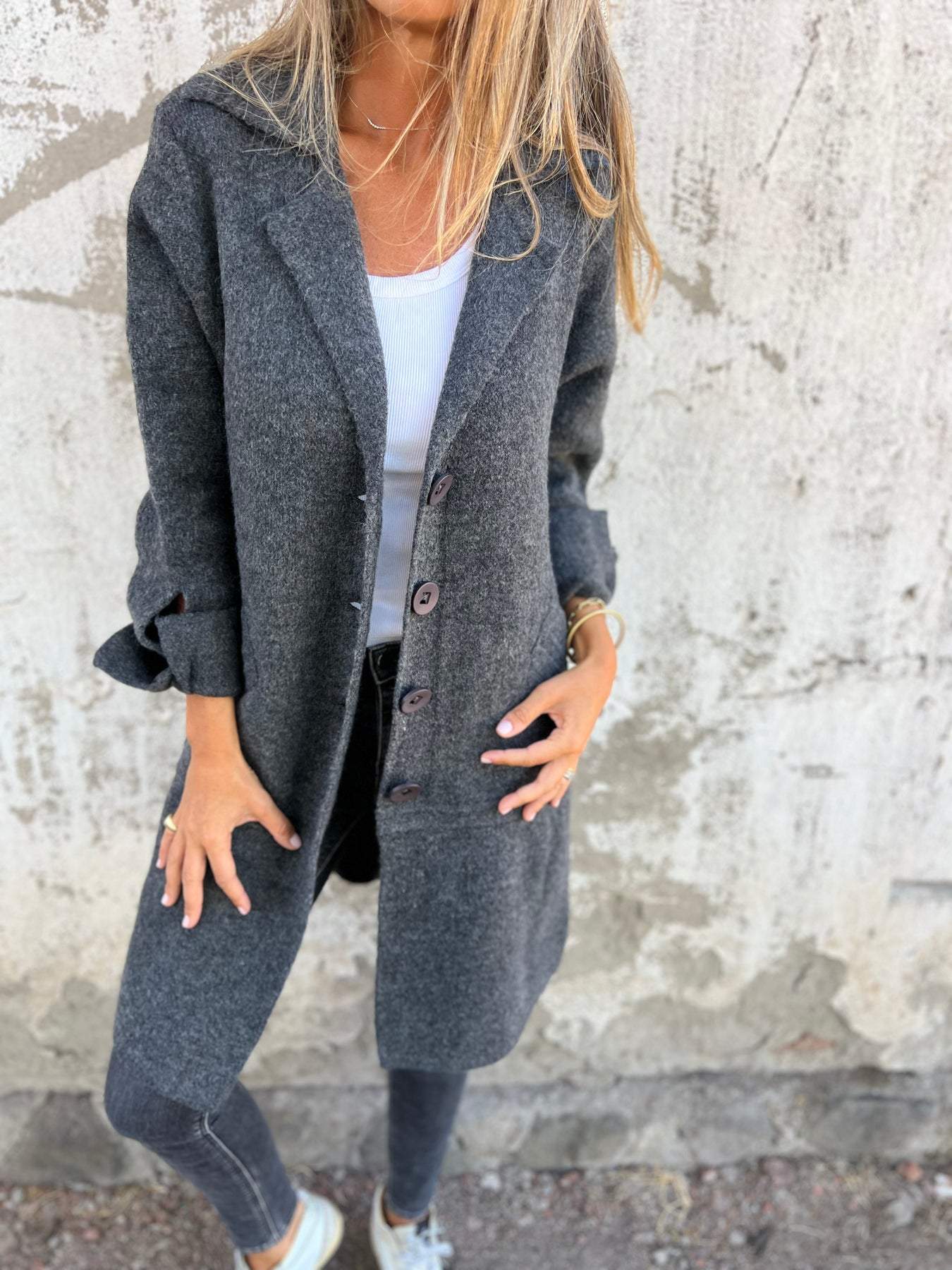 Long knit coat for women | Ada -4