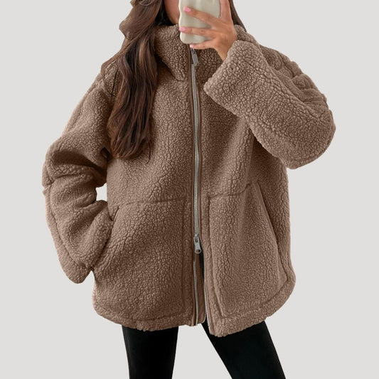 Teddy fleece zip-up jacket for women | Noelle