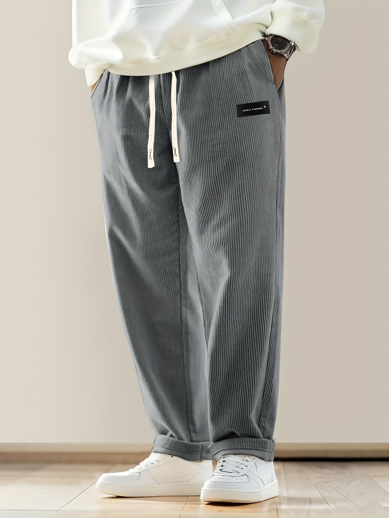 Relaxed drawstring corduroy everyday trousers for men | Ellison -6