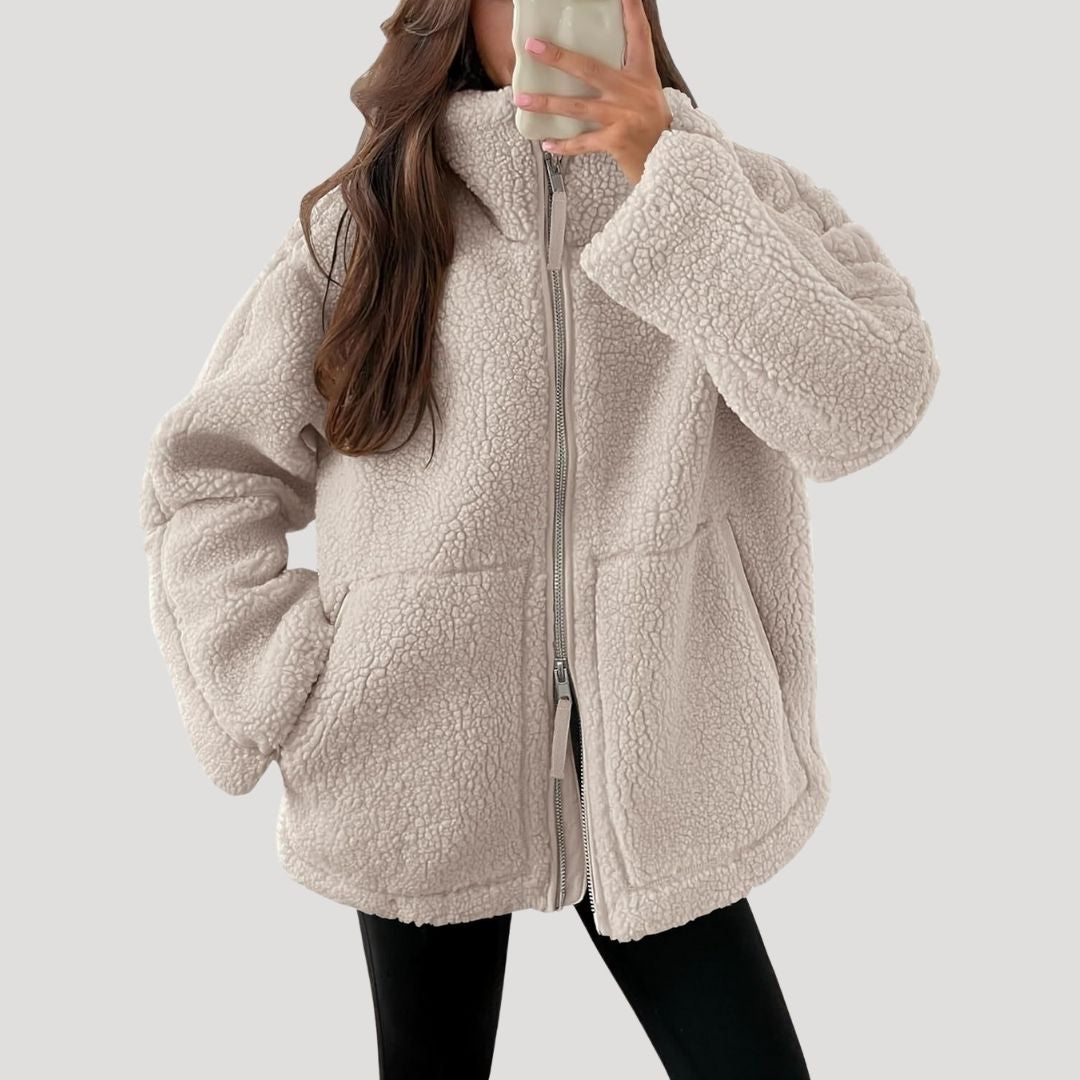 Teddy fleece zip-up jacket for women | Noelle