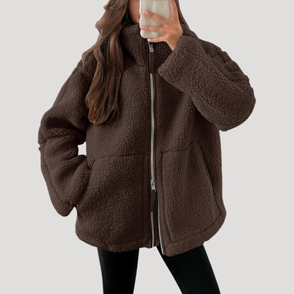 Teddy fleece zip-up jacket for women | Noelle -4
