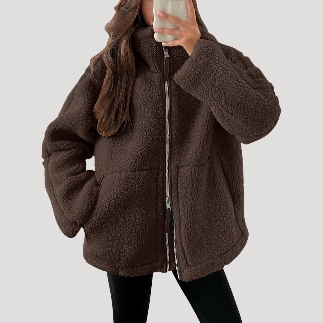 Teddy fleece zip-up jacket for women | Noelle