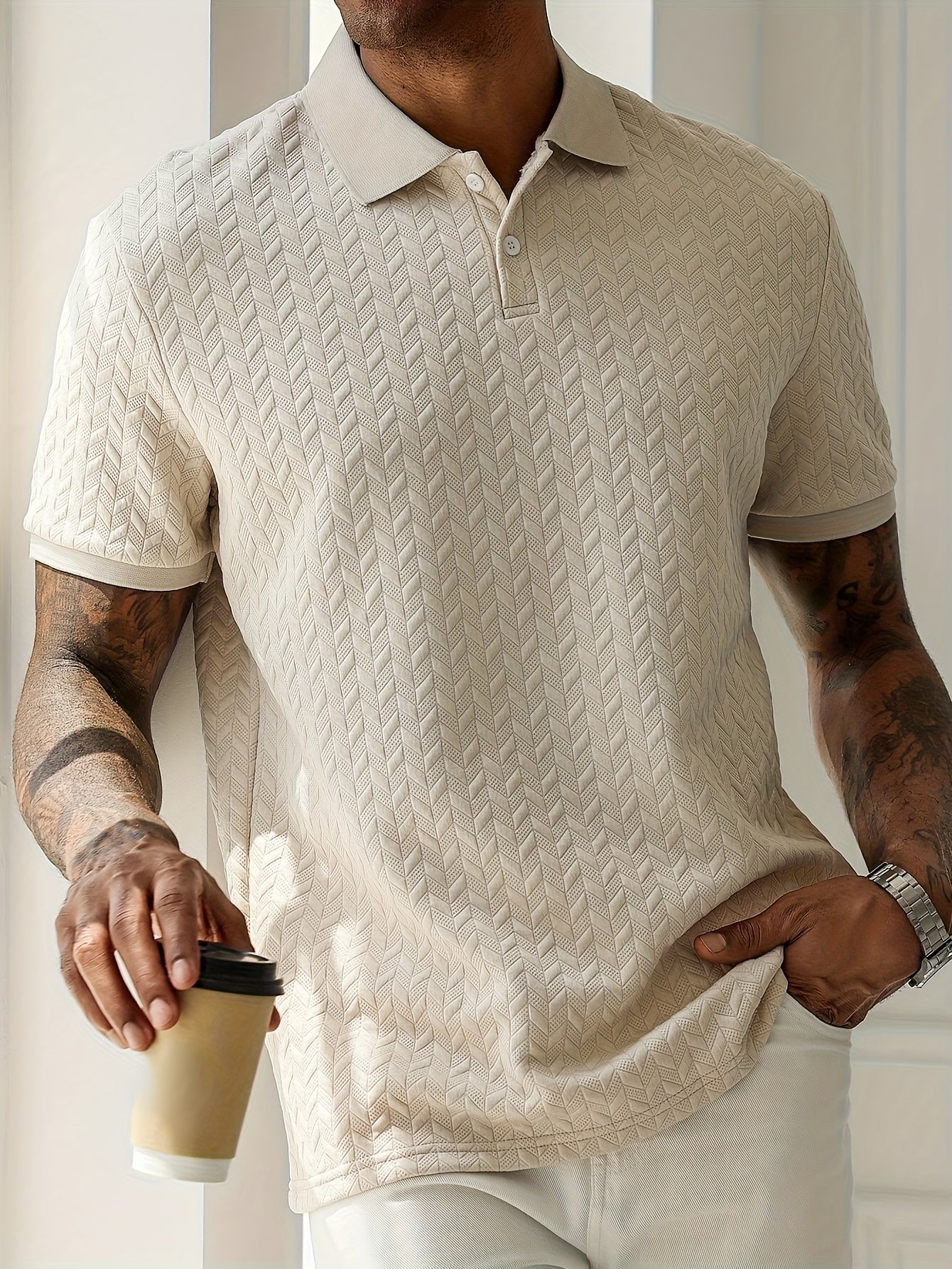 Classic textured everyday polo shirt for men | Ellison -1