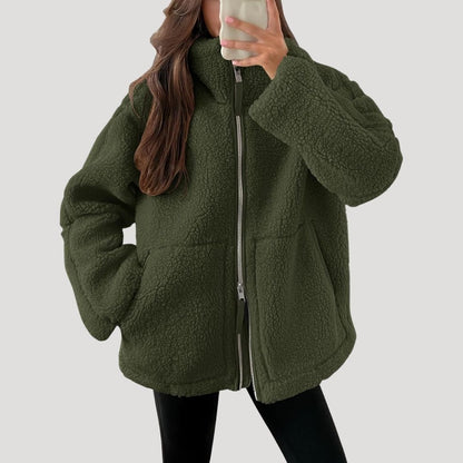 Teddy fleece zip-up jacket for women | Noelle