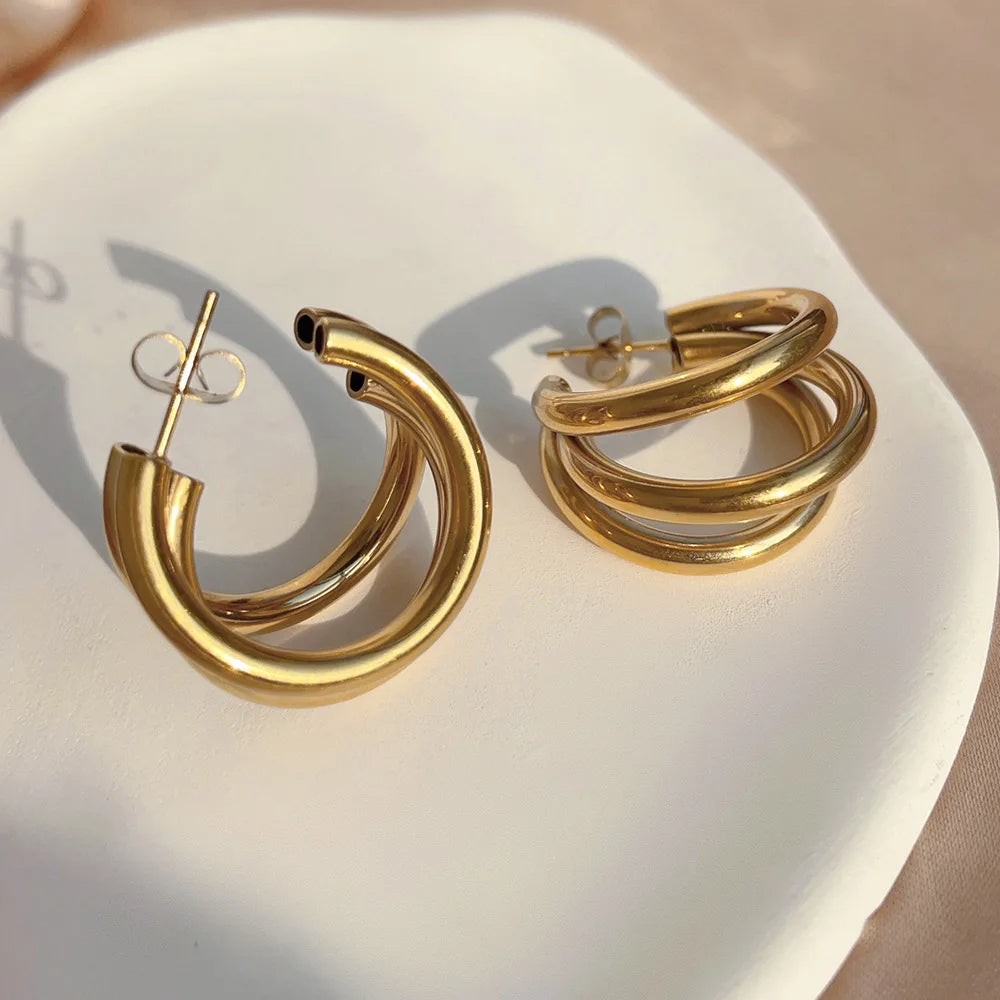 Trinova stacked hoop earrings for women | Aurelia -5