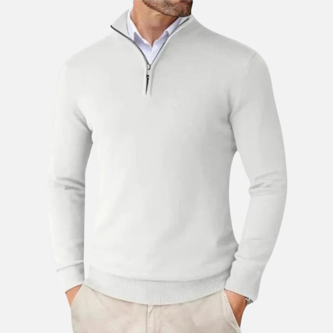 Classic cashmere quarter-zip everyday jumper for men -2