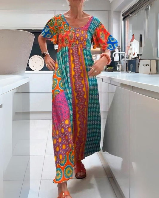 Colourful relaxed bohemian everyday dress for women | Corinne -1