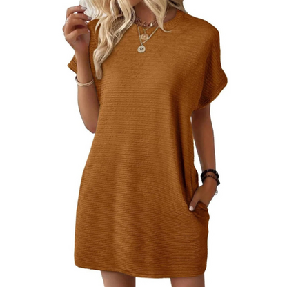 Casual minimalist round-neck summer dress for women | Evasha -6