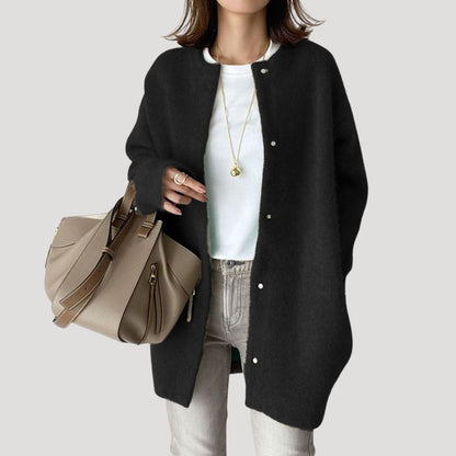 Long knit cardigan with relaxed silhouette for women | Arlette