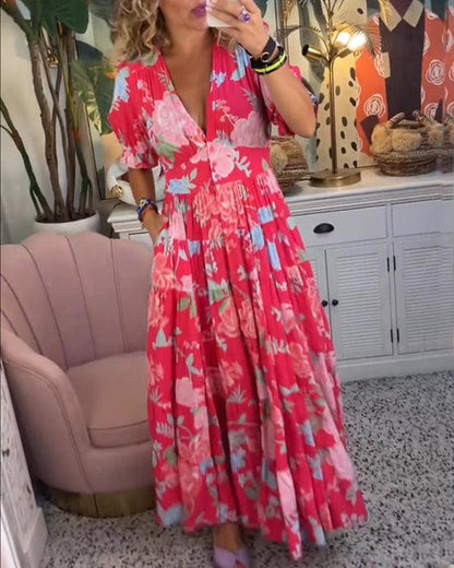Vibrant elegant floral dress maxi for women -3
