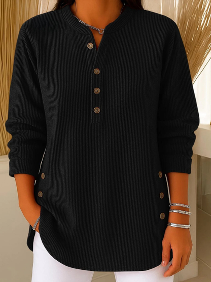Relaxed button henley everyday tunic for women | Eden -6