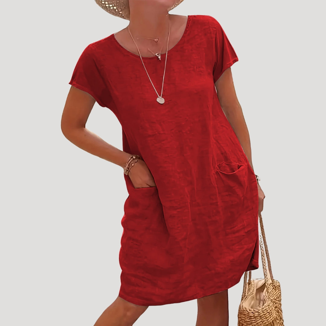Short-sleeve summer midi dress for women | Isla -3