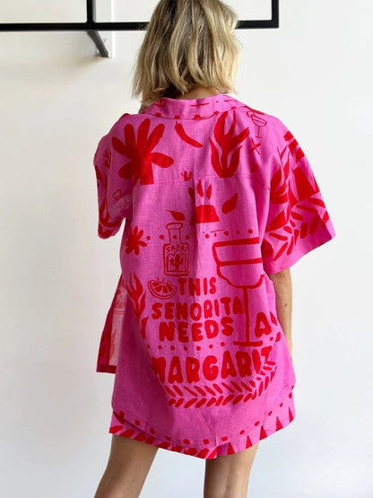 Pink set short for women | Pauline -3