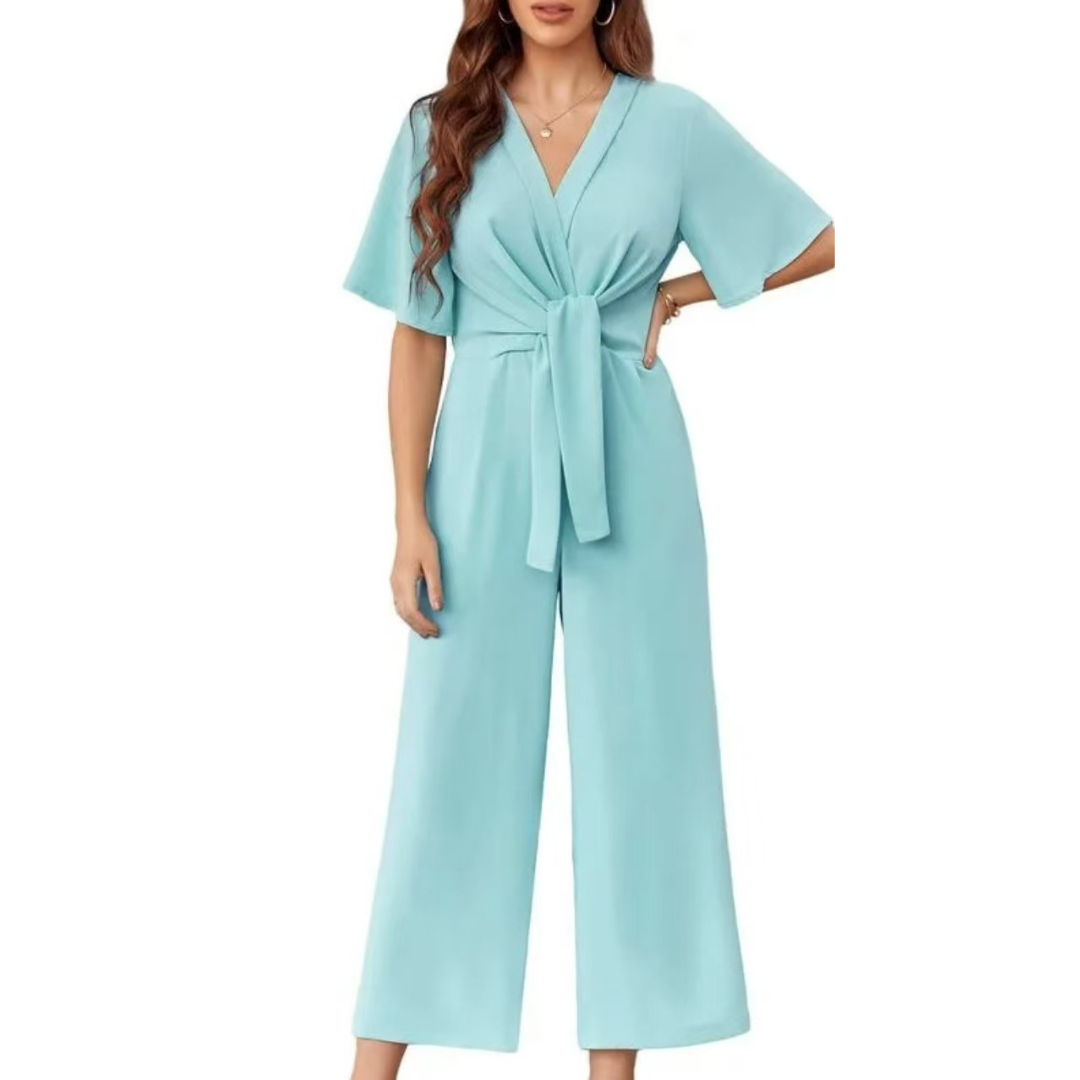 Elegant summer tie-knot everyday jumpsuit for women | Gabriella -6