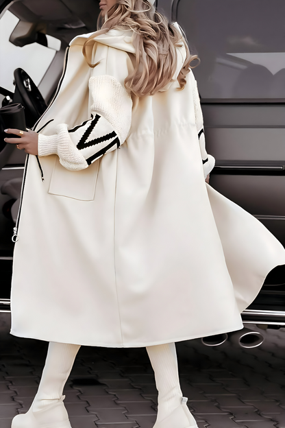 Hooded jacket with knitted sleeves for women | Peggy