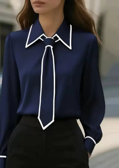 Contrast tie blouse for women | Selina -5