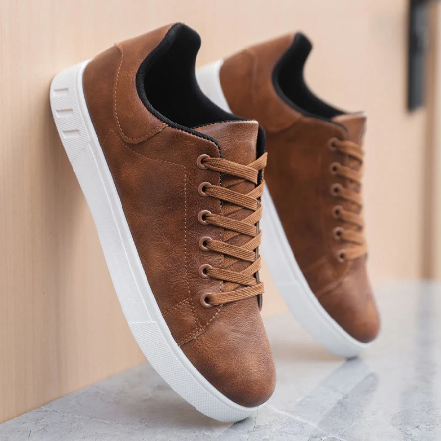 Stylish leather everyday casual trainers for men -6