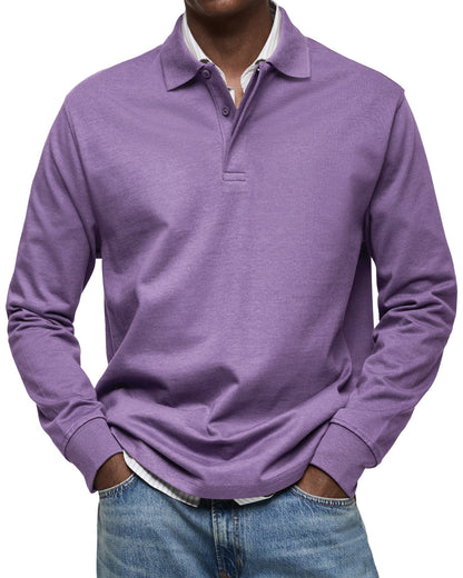 Classic long-sleeve relaxed polo shirt for men | Gary -8