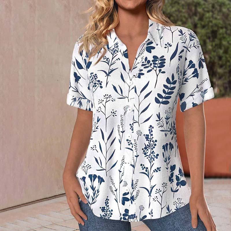 Casual leaf print blouse for women | Chic -1
