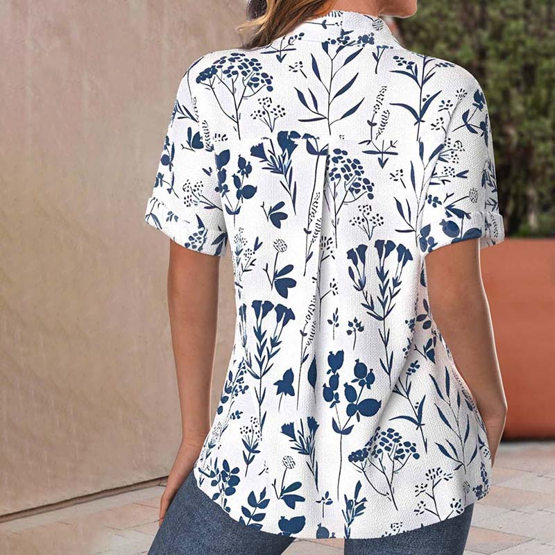 Casual leaf print blouse for women | Chic -2
