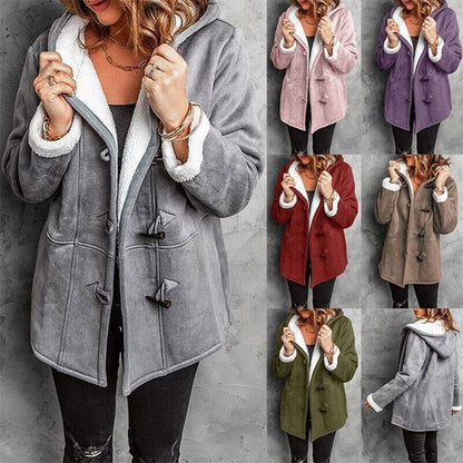 Coat elegant capuche style refined for women -1