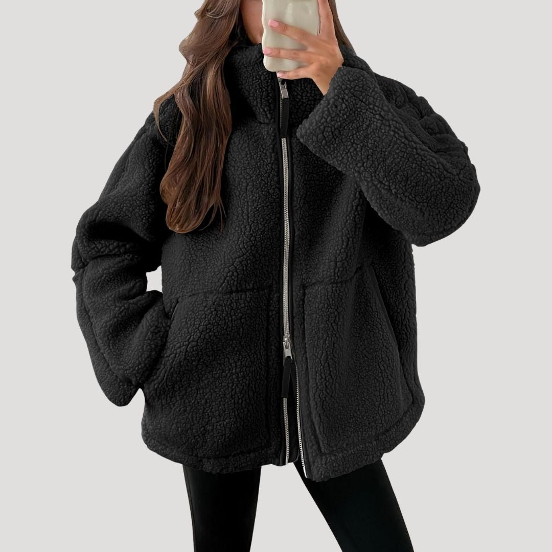 Teddy fleece zip-up jacket for women | Noelle -6