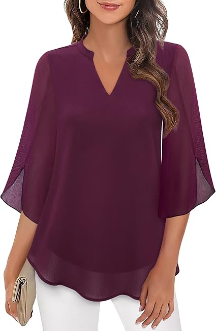 Chemisier elegant mousseline blouse for women | Lydiane -9