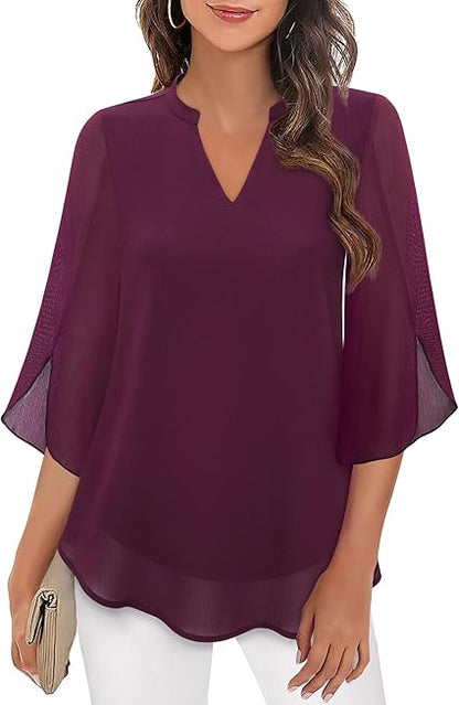 Chemisier elegant mousseline blouse for women | Lydiane -9
