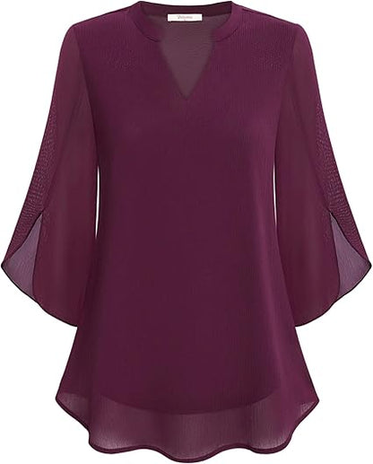 Chemisier elegant mousseline blouse for women | Lydiane -10