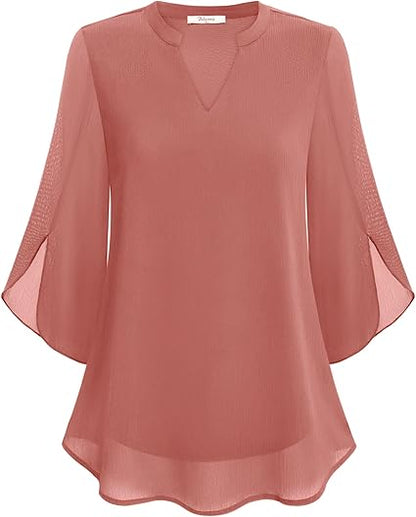 Chemisier elegant mousseline blouse for women | Lydiane -6