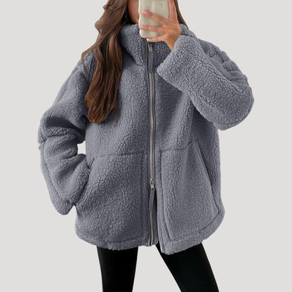 Teddy fleece zip-up jacket for women | Noelle
