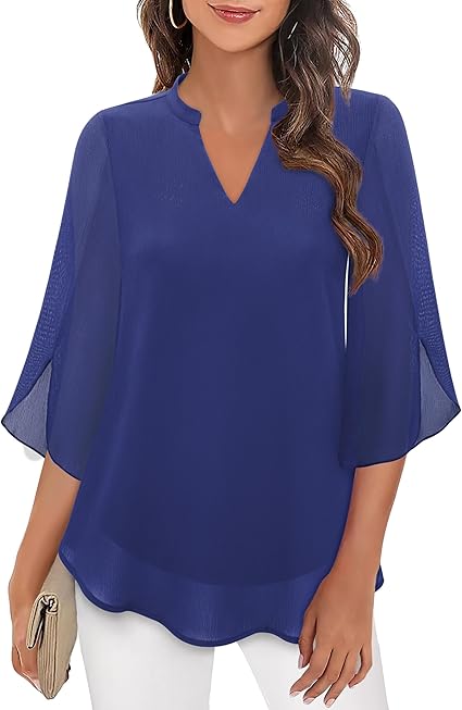 Chemisier elegant mousseline blouse for women | Lydiane -7