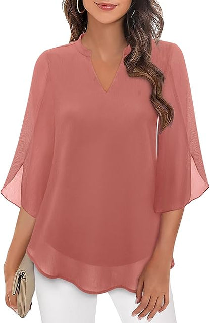 Chemisier elegant mousseline blouse for women | Lydiane -5