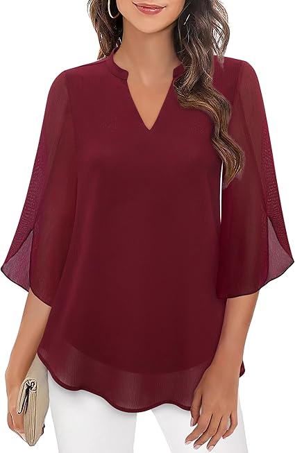 Chemisier elegant mousseline blouse for women | Lydiane -11