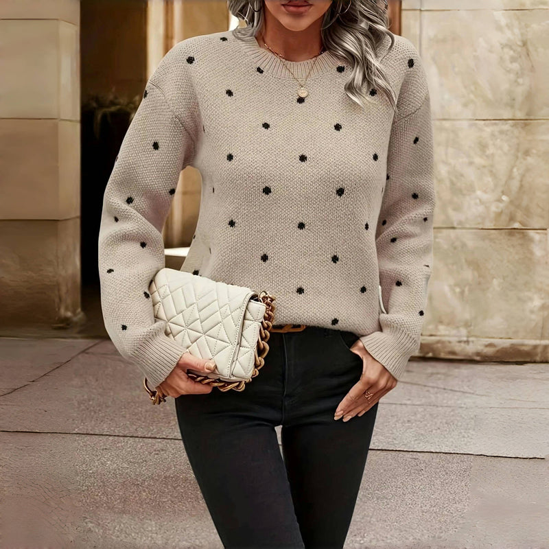 Relaxed polka-dot knit everyday sweater for women | Lunette -6