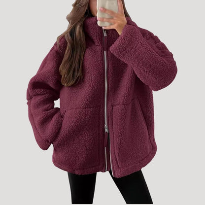 Teddy fleece zip-up jacket for women | Noelle