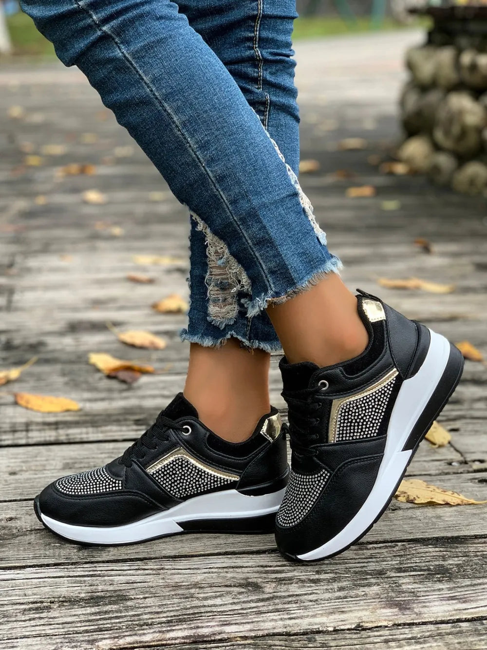 Trainers wedge lacets shoes plateforme for women -1