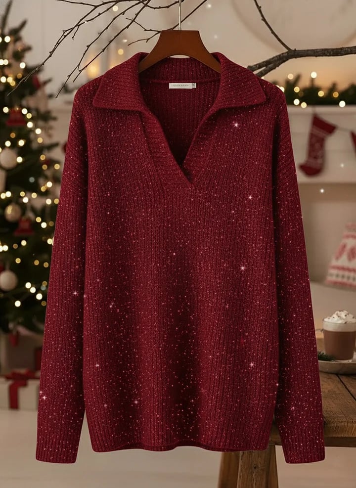 Classic polo-neck everyday knit sweater for women | Léonie -2