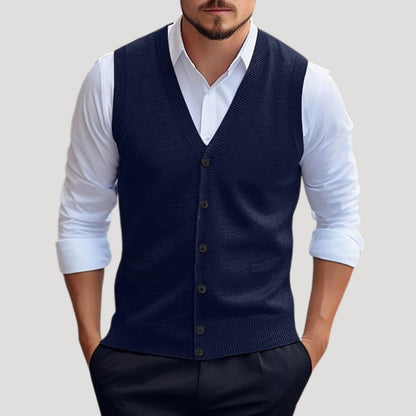Knitted button-up waistcoat for men | Dorian
