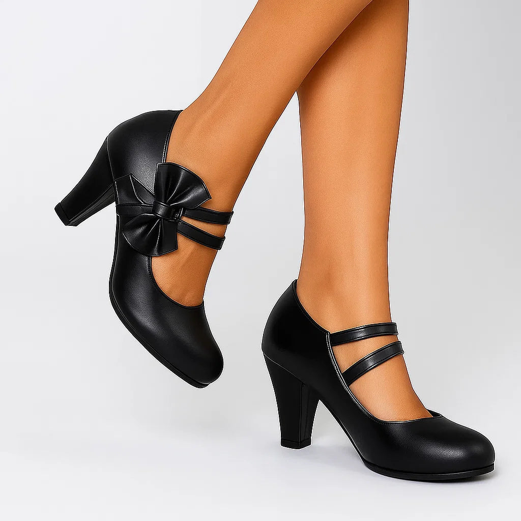 Classic bow-detail elegant heels for women | Bella -12