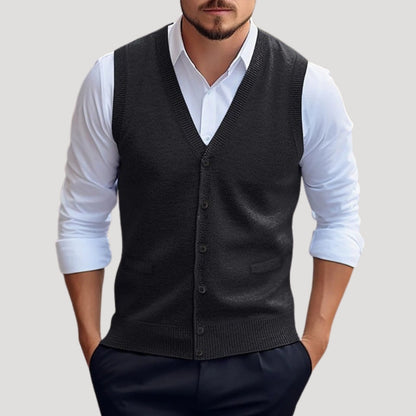 Knitted button-up waistcoat for men | Dorian